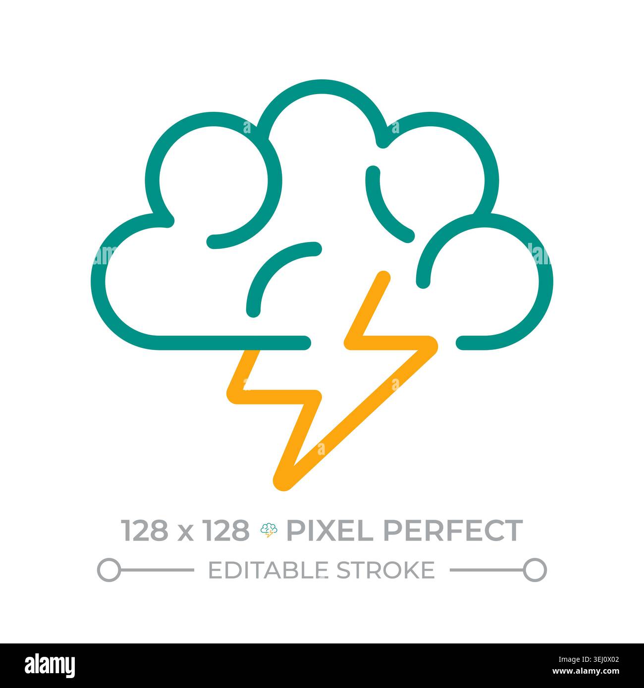 Cloud with lightning two color line icon Stock Vector