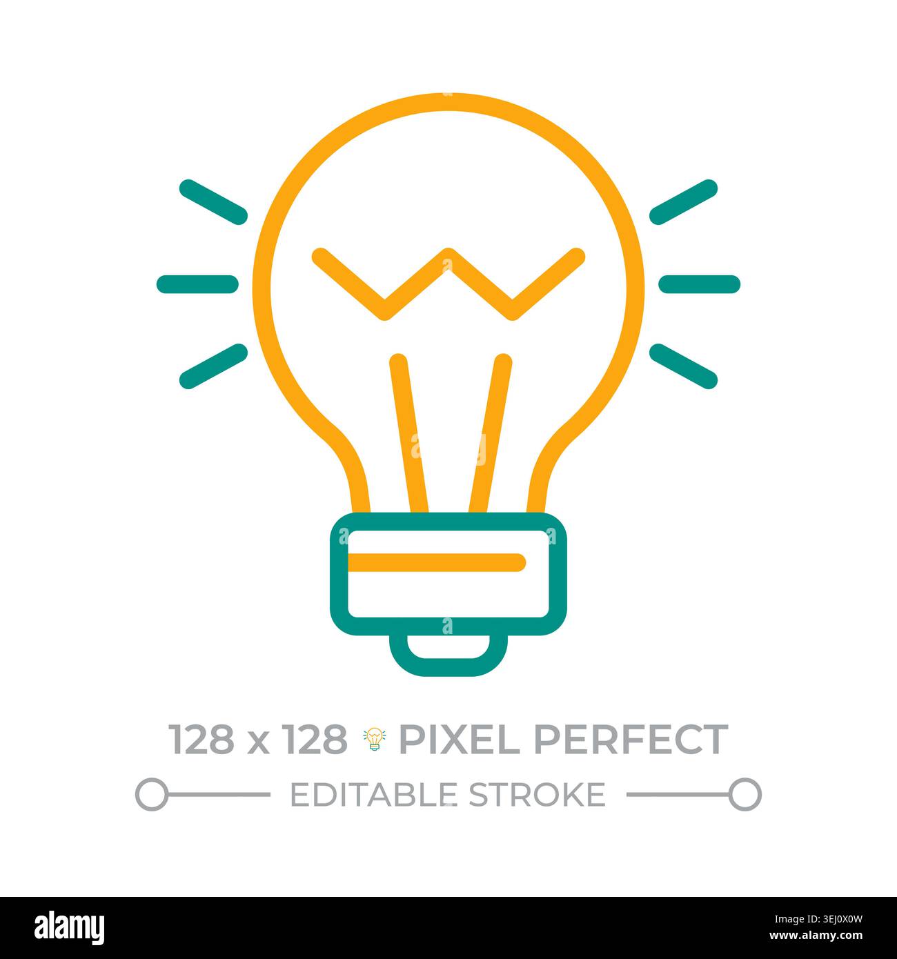 Glowing lightbulb two color line icon Stock Vector