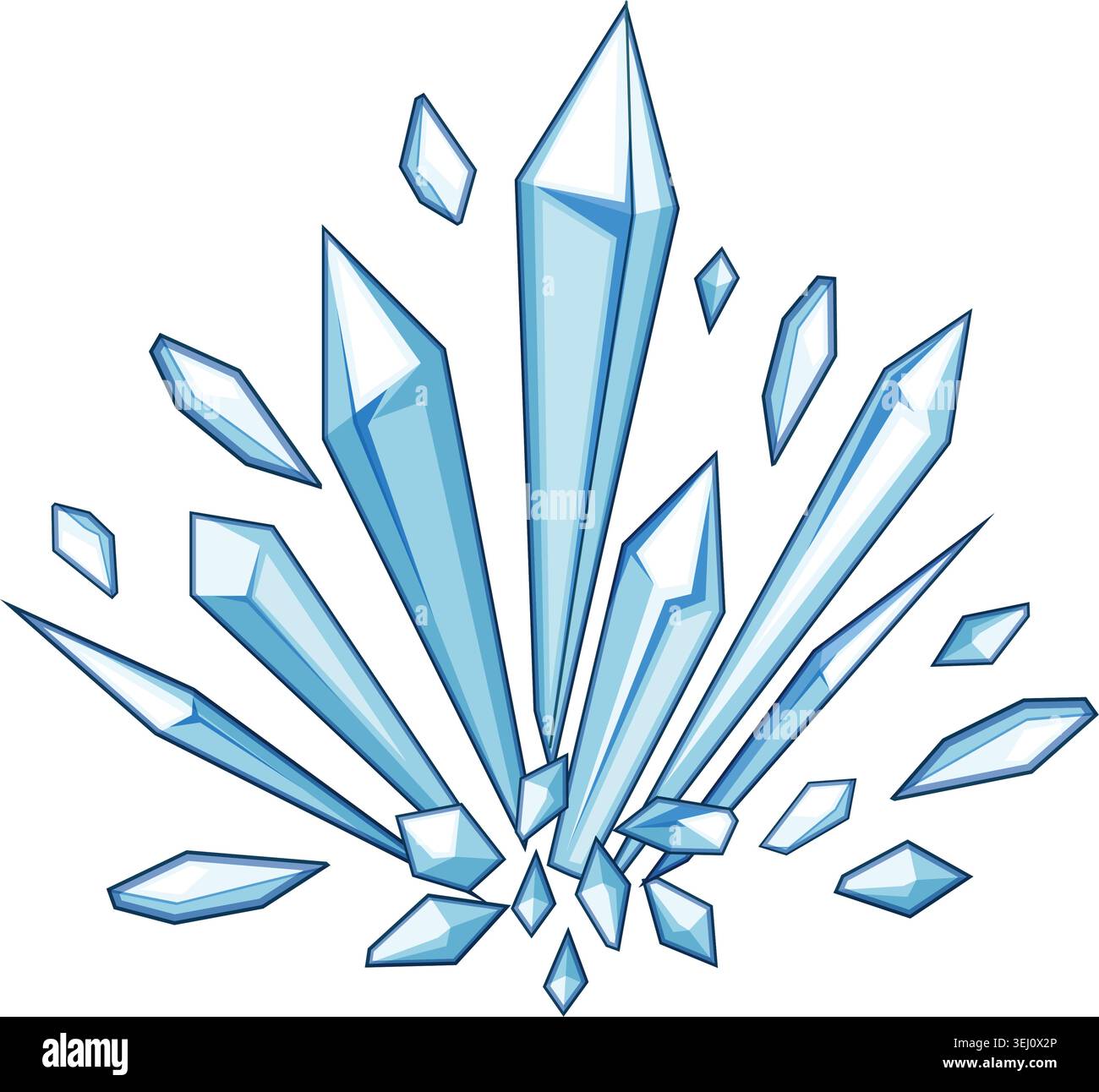 Frozen ice shards blasting, breaking apart, cool explosion Stock Vector