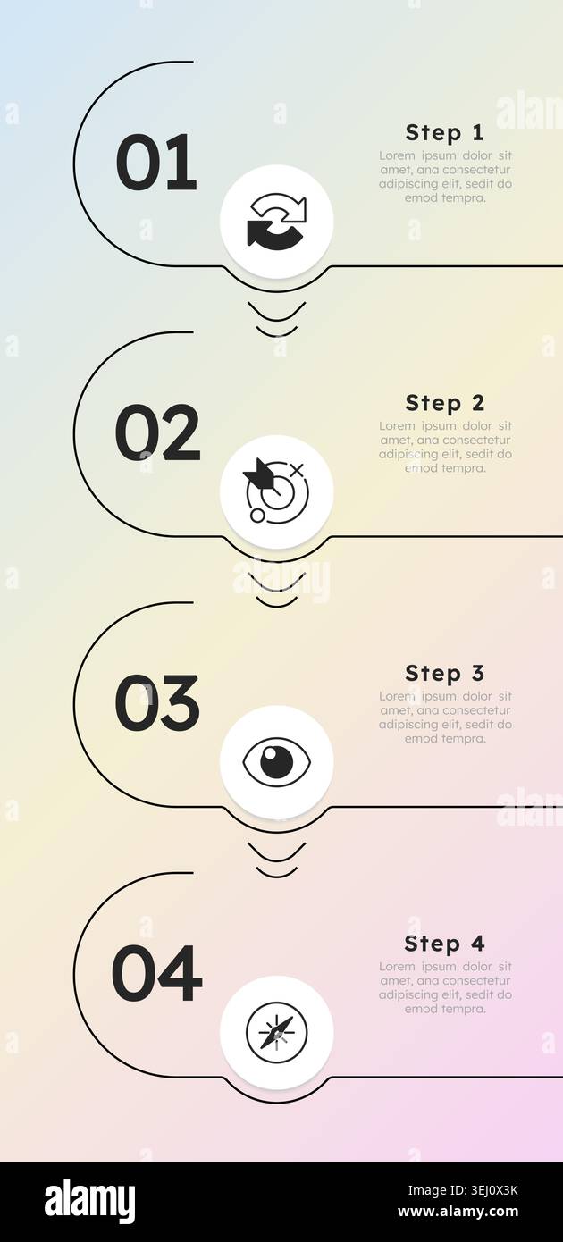 Change management timeline rounded structure infographic 4 steps Stock Vector
