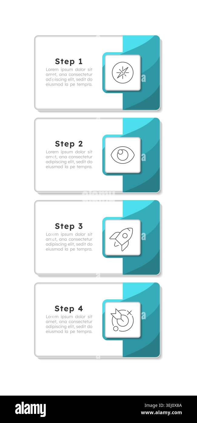 Change management rectangle green vertical infographic 4 steps Stock Vector