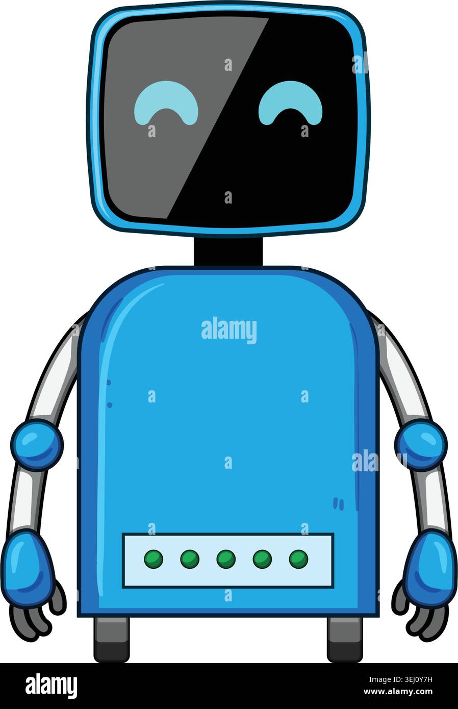 Cute blue robot character mascot digital technology Stock Vector