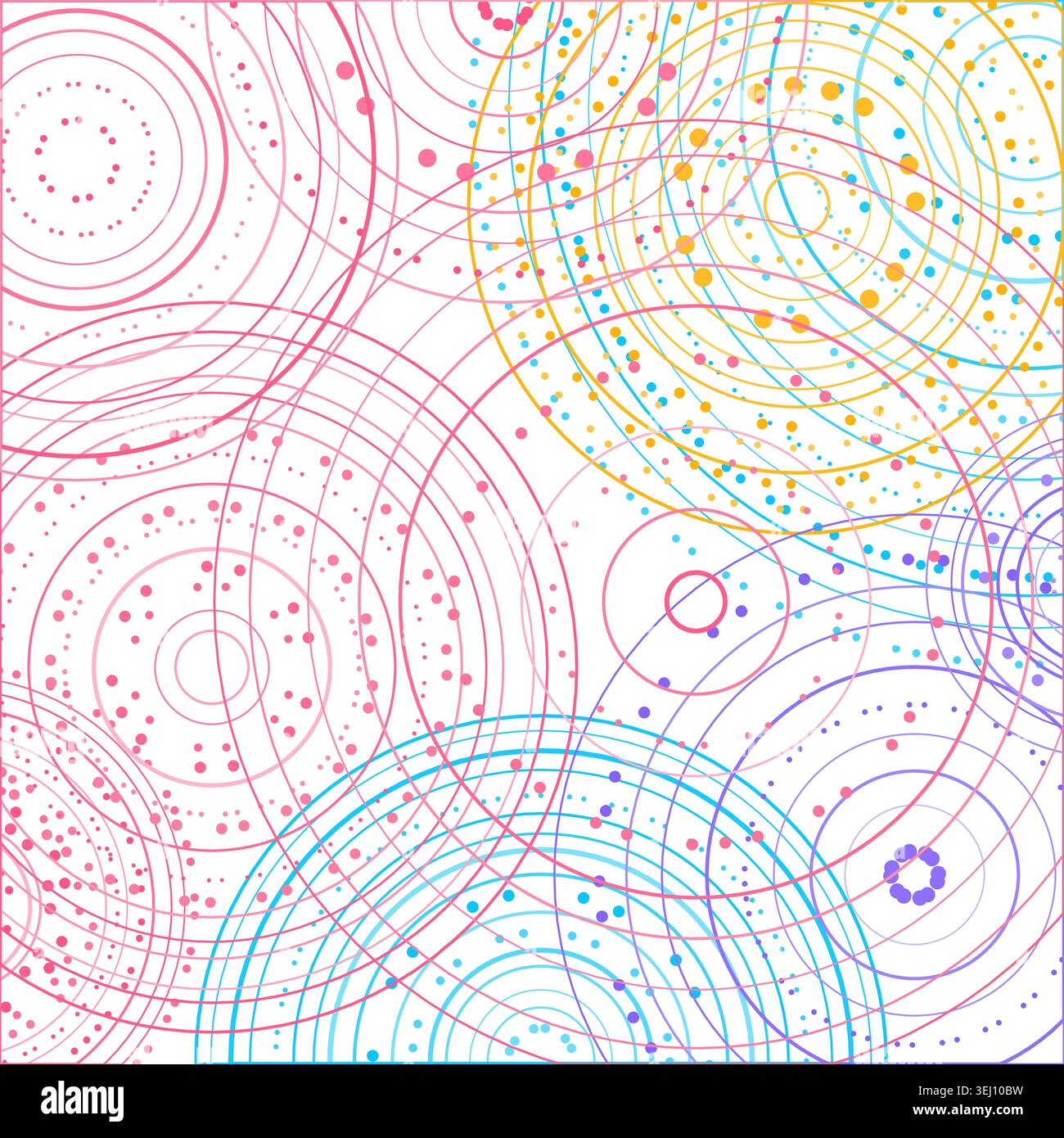 Abstract background made from overlapping concentric circle groups with subtle flattened transparency colors Stock Vector