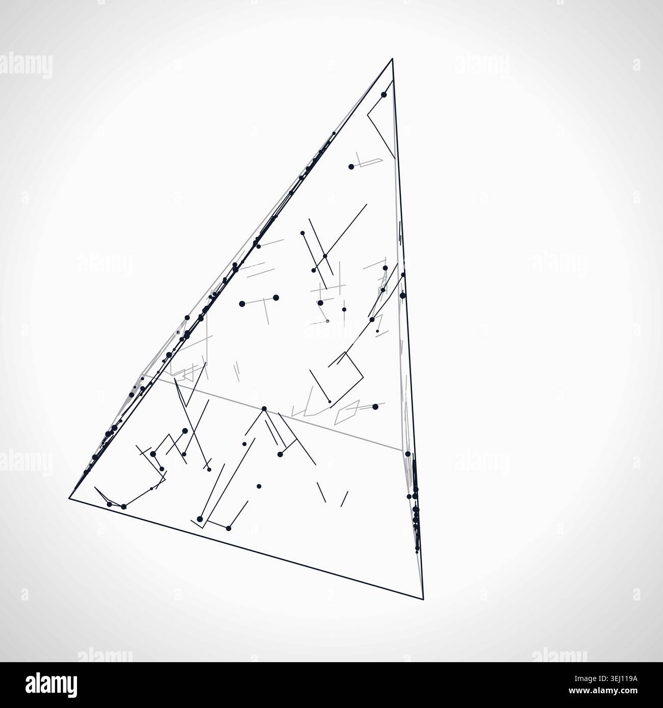 Abstract futuristic pyramid structure rendered as a clean geometric network background Stock Vector