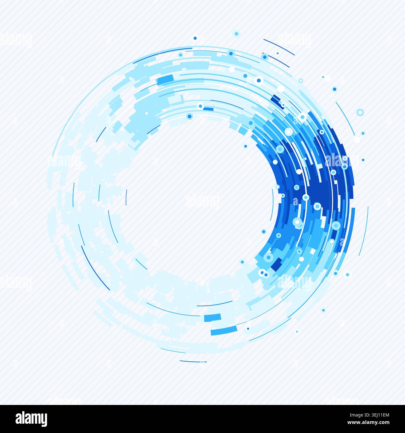 Abstract digital ring interface made from layered geometric arc blocks Stock Vector