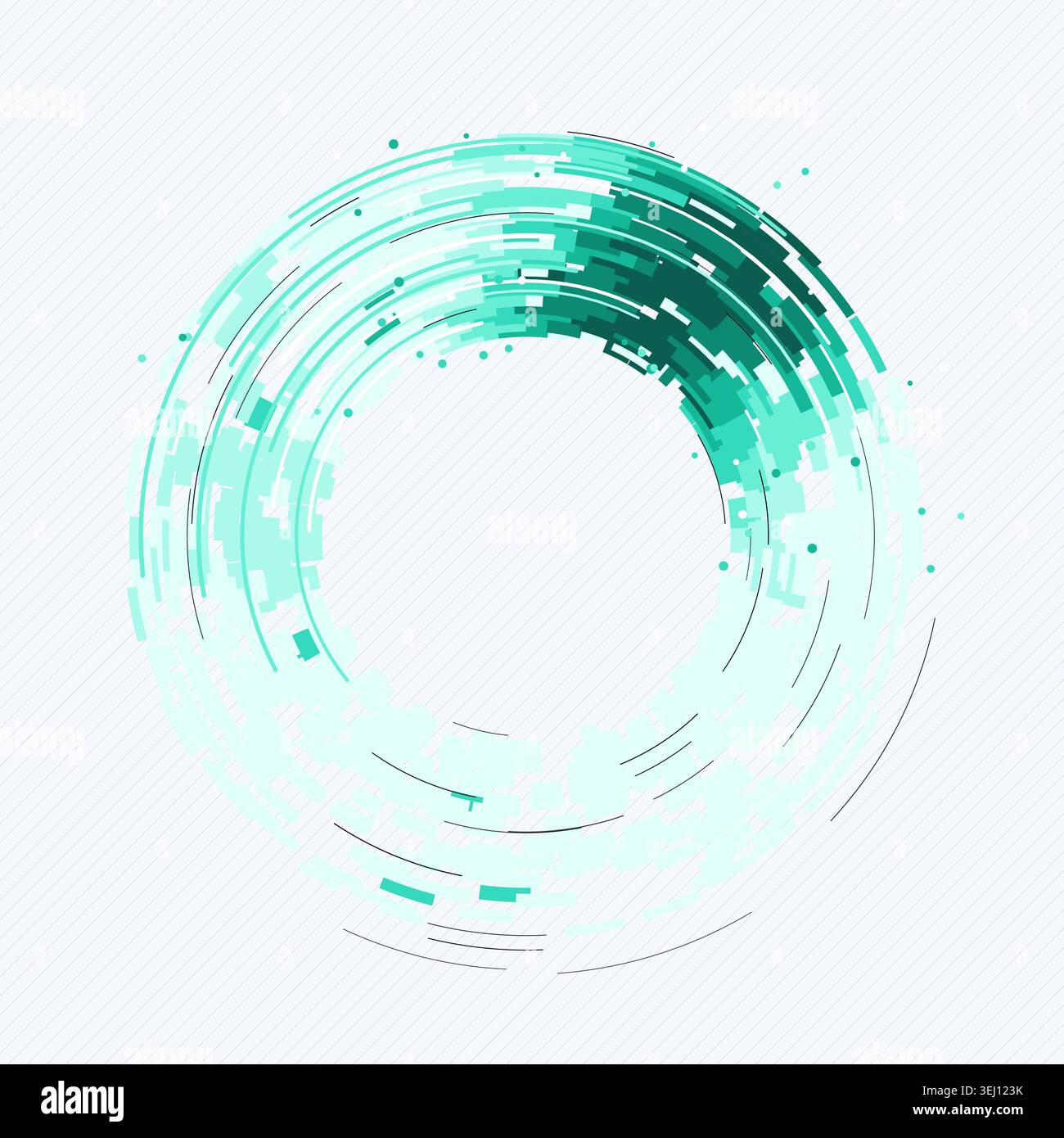 Concentric circular tech segments with dynamic blue glow accents Stock Vector
