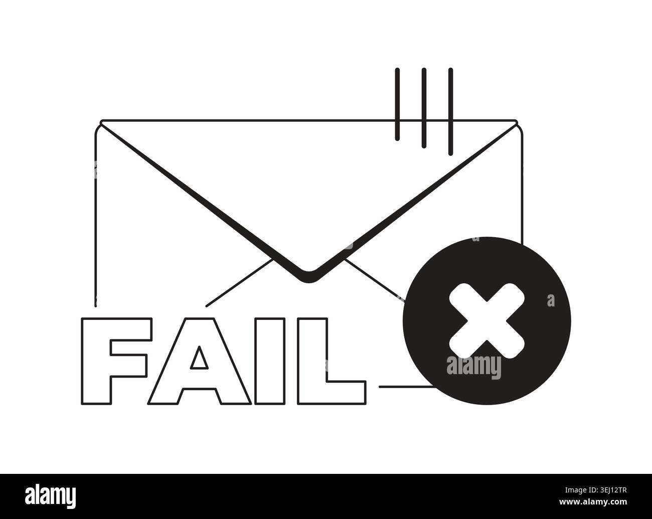 Failed email notification modern black and white UI element Stock Vector