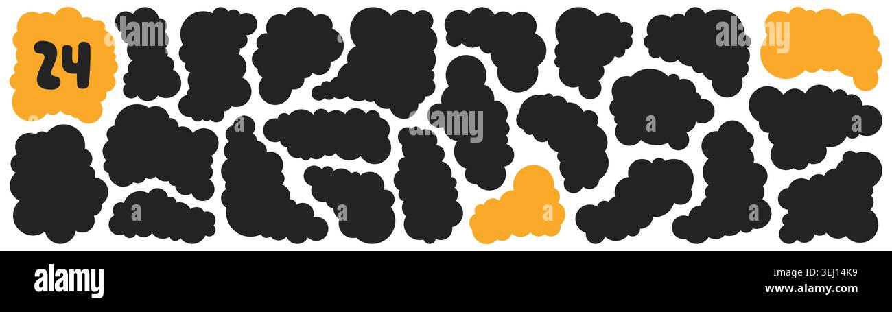 Collection with wavy black and yellow shapes. Stock Vector