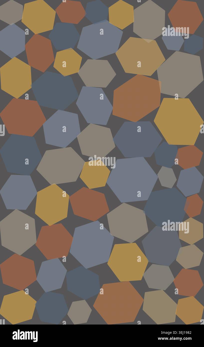 Abstract geometric hexagon seamless pattern drawing mosaic texture on dark background front view Stock Photo