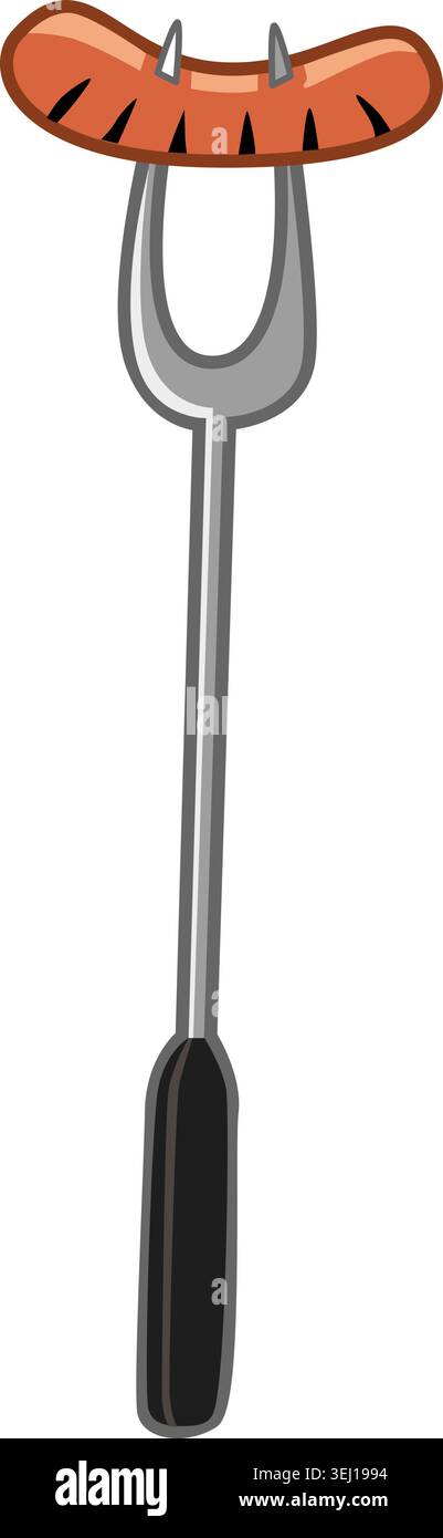 July 4th BBQ Fork - Hot Dog Stock Vector