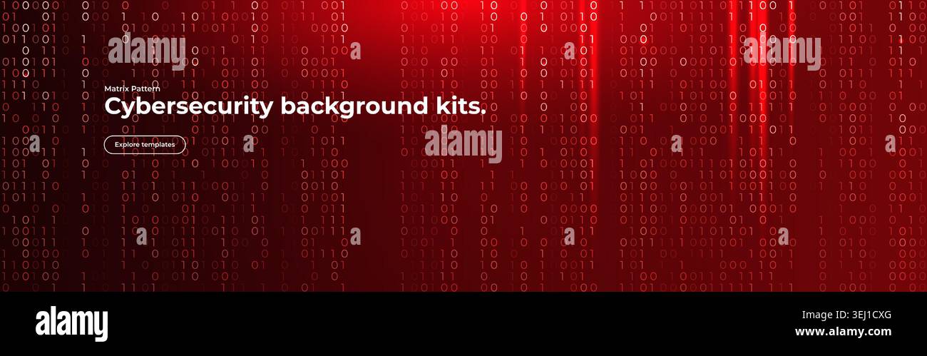 Virus Code Flow Red Binary Code Bug Cyber Attack Pattern. Malware Attack Ransomware Warning Background. Computer Hacking Cyber Security Breach. AI Stock Vector