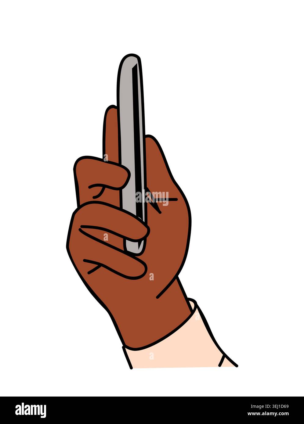 Black Hand grips smart phone vertically isolated Stock Vector