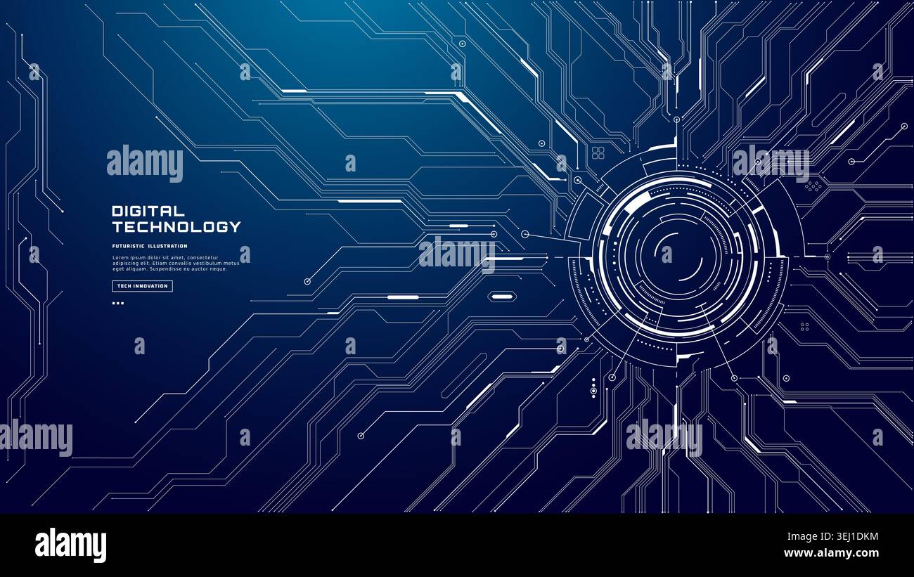 Circuit board. Abstract digital background with glowing data patterns Stock Vector