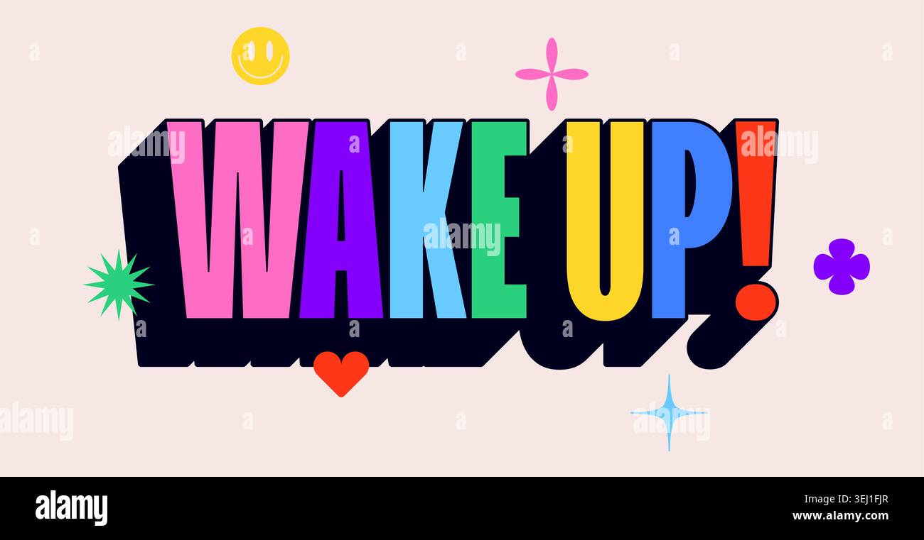 Wake Up. Funny banner, speech bubble Stock Vector