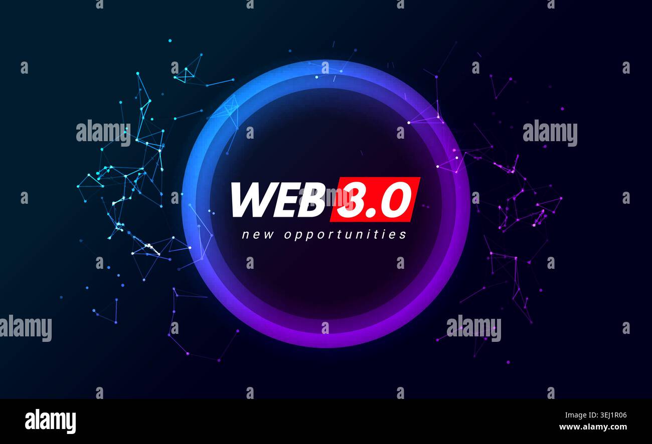 Web 3 background world globe tech blockchain digital ai world. Web3 future network nft technology banner Stock Vector