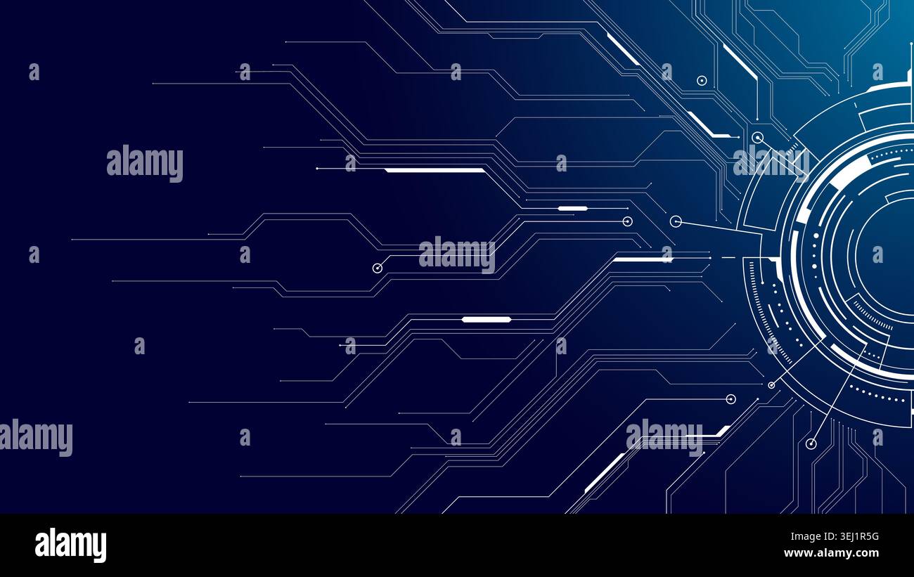 Blue Digital HUD Portal With Circuit Board Technology Stock Vector