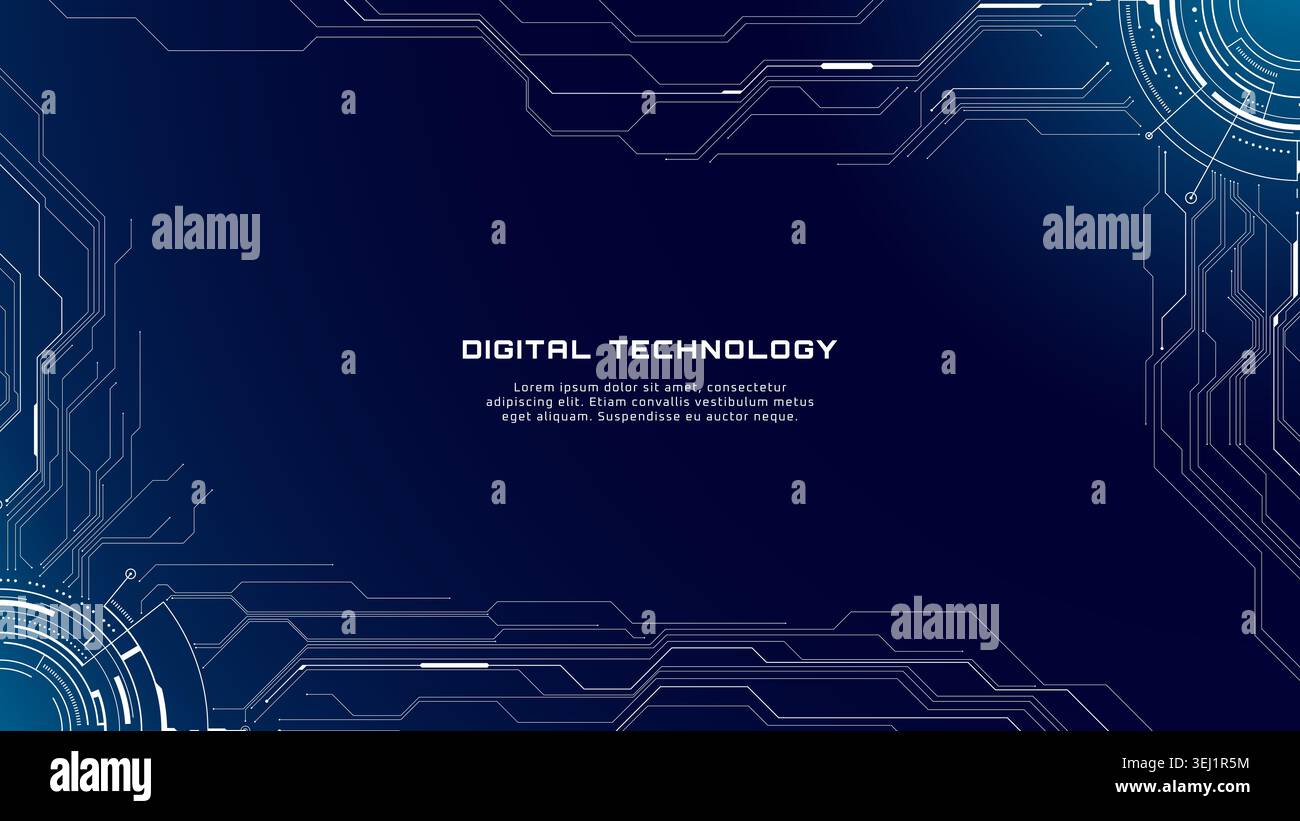 Futuristic Tech Frame With Digital HUD Circuit Pattern Stock Vector