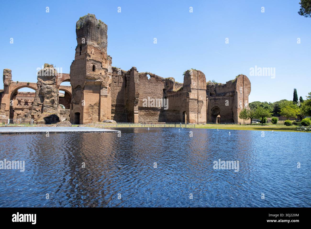 The Baths of Caracalla in Rome showing the reflective pool added in ...