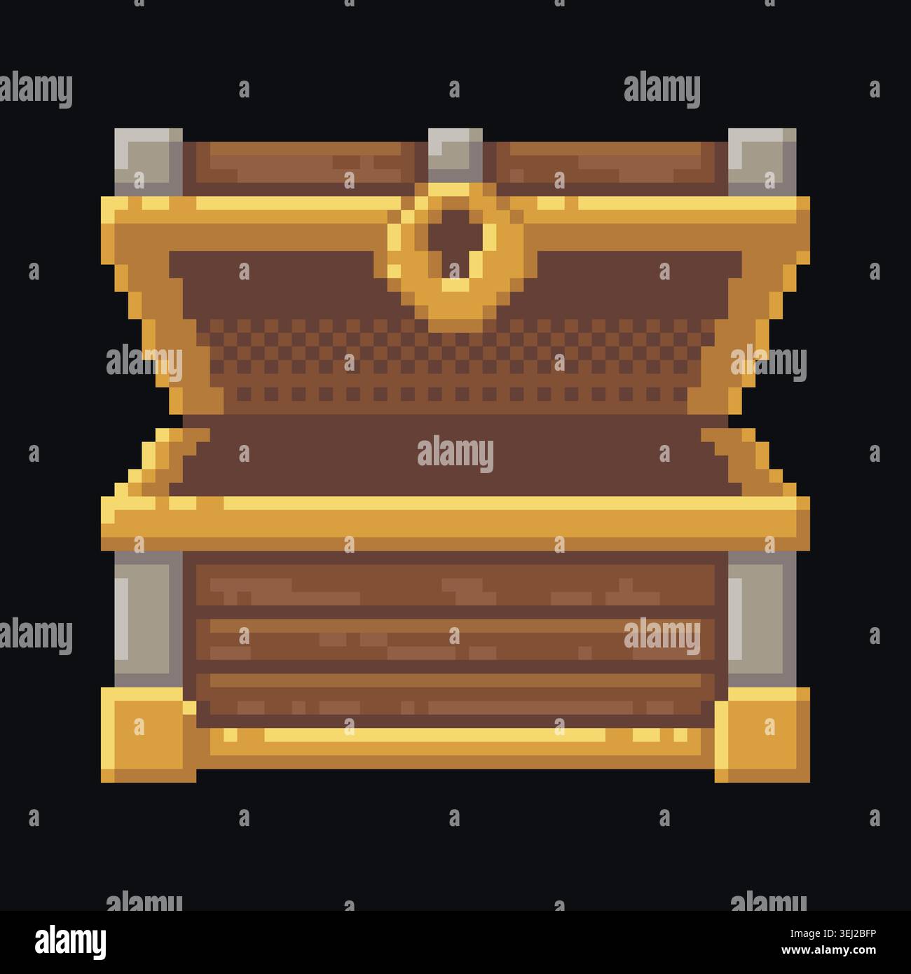Pixel open treasure chest reward icon Stock Vector
