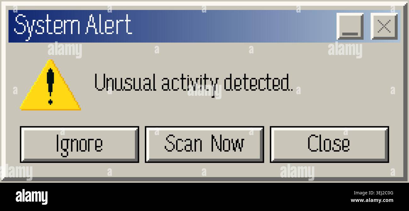 Retro pixel system alert error window interface Stock Vector