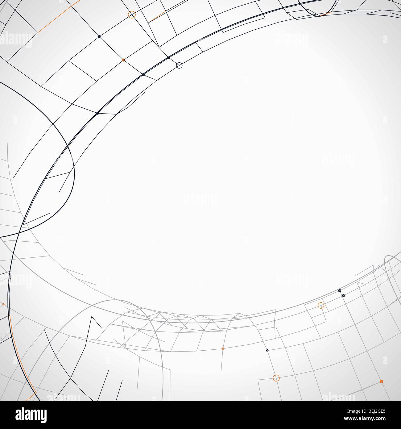 Abstract futuristic torus structure rendered as a clean geometric network background Stock Vector