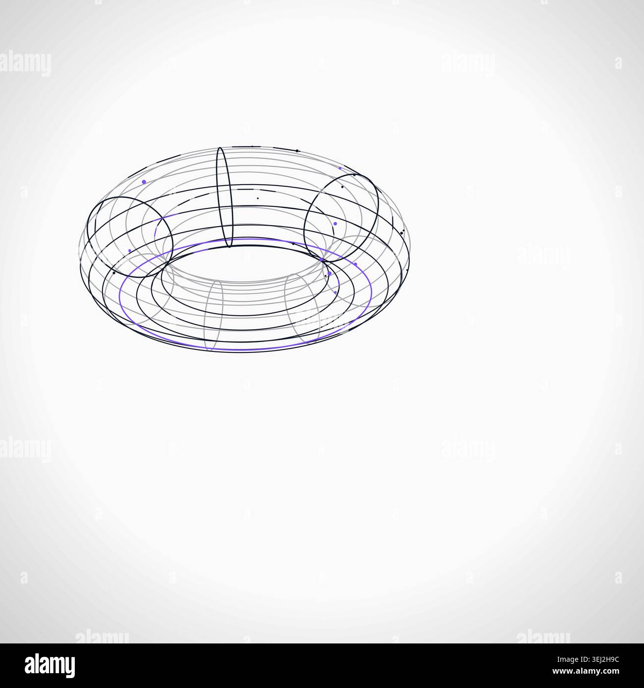 Abstract futuristic torus structure rendered as a clean geometric network background Stock Vector