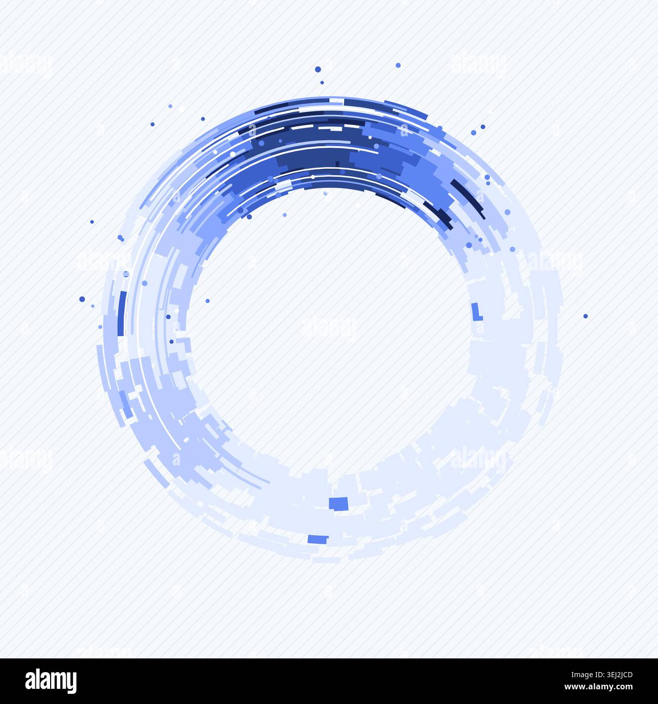 Concentric circular tech segments with dynamic blue glow accents Stock Vector