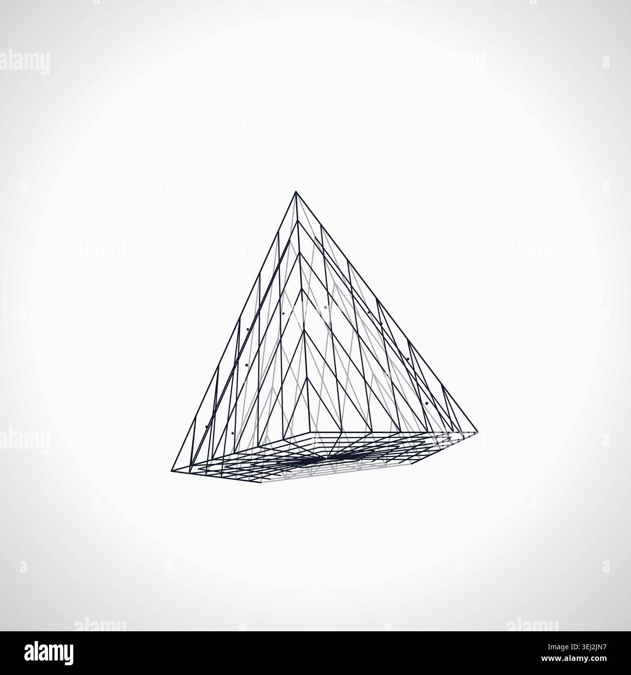 Abstract futuristic pyramid structure rendered as a clean geometric network background Stock Vector