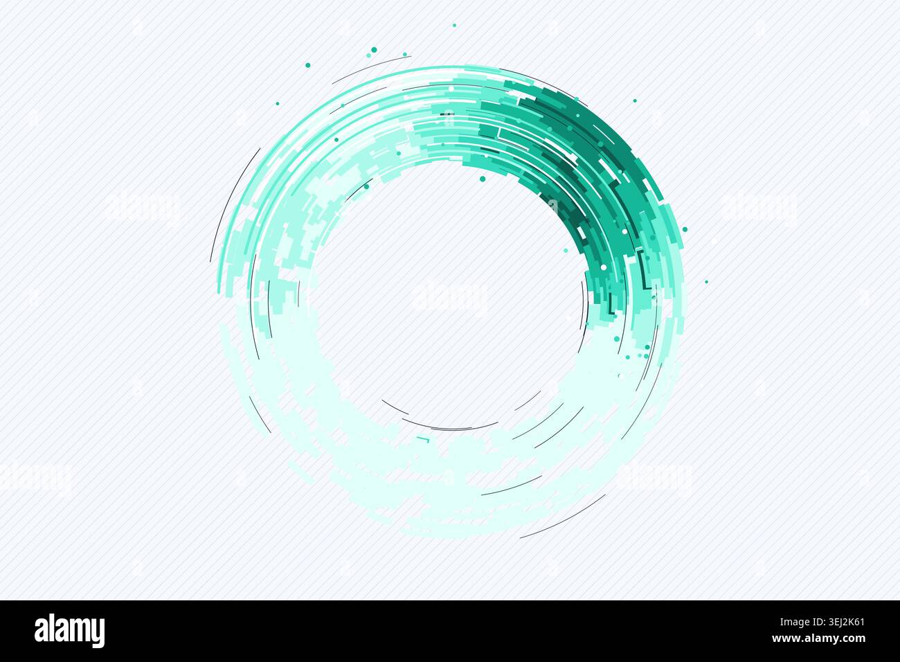 Abstract digital ring interface made from layered geometric arc blocks Stock Vector