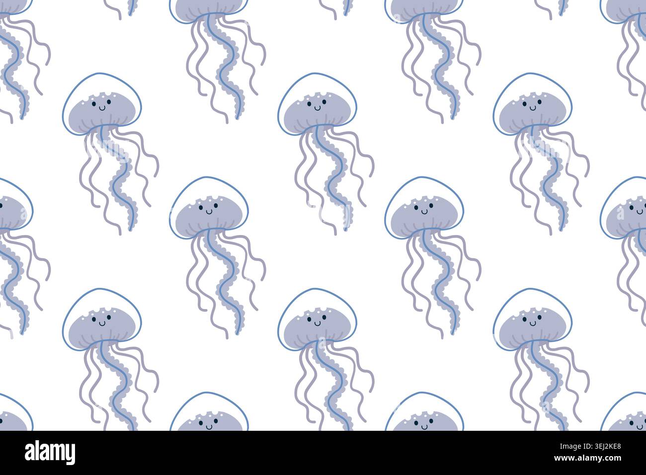 Cute Jellyfish Seamless Pattern Vector Illustration Stock Vector