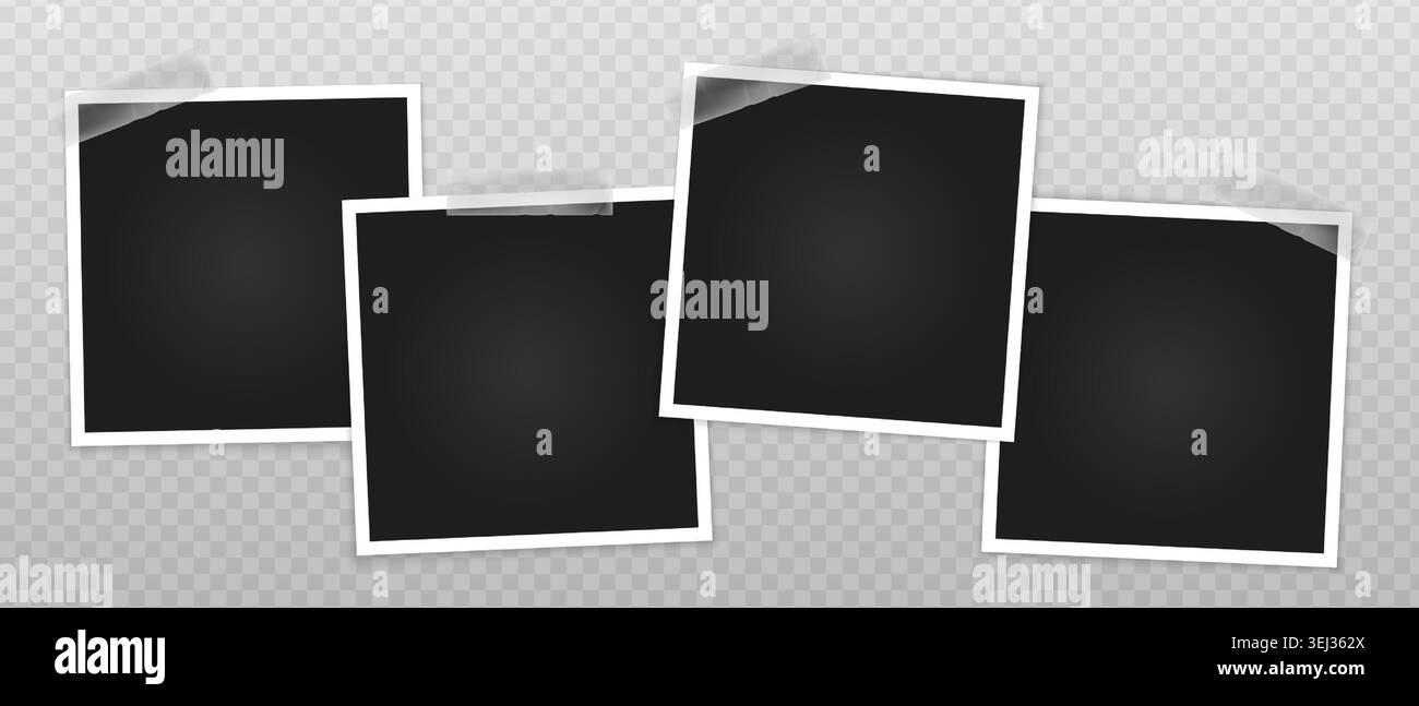 Retro nostalgia photo frame layout set. Realistic vintage scrapbook ...