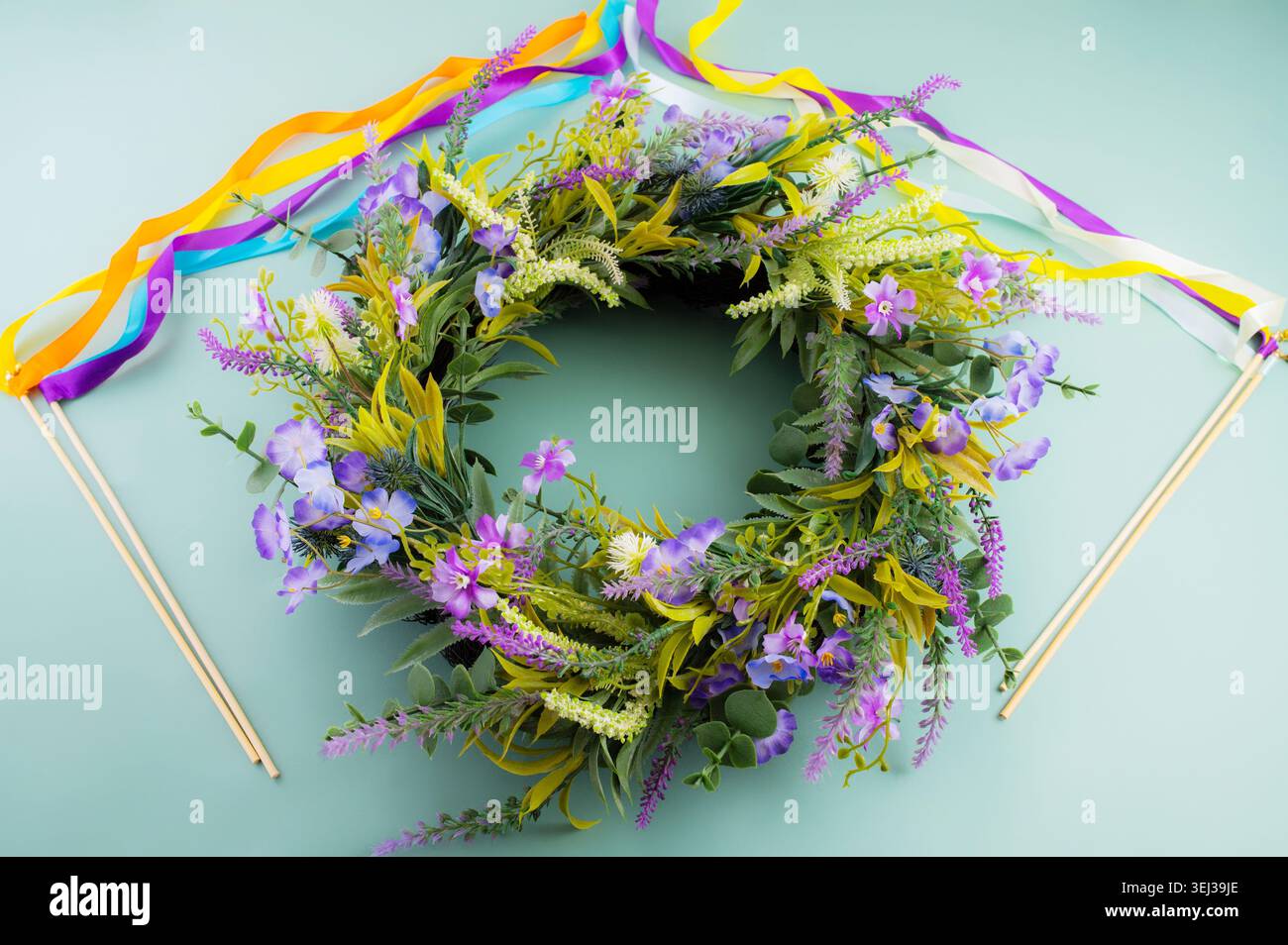 Midsummer Ribbons Midsummer Floral Wreath and Maypole Ribbons Jonines, Ligo, Midsommar ...