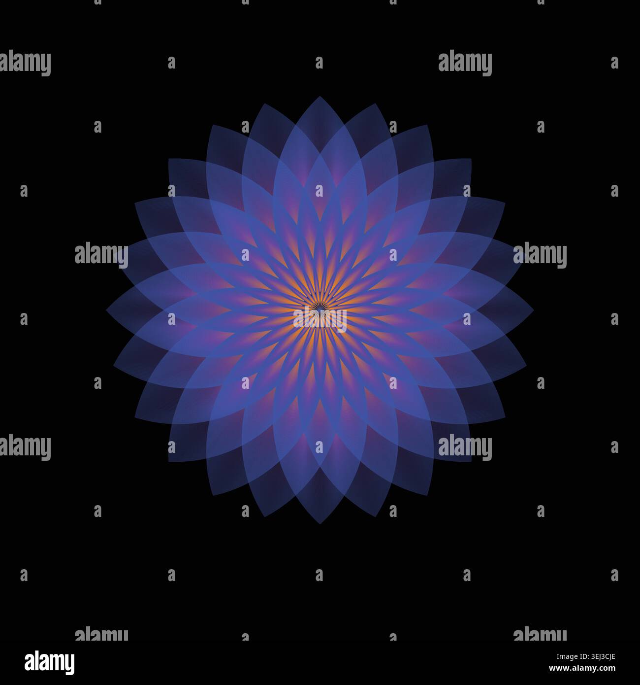 Blue pixel art explosion with bright center Stock Vector