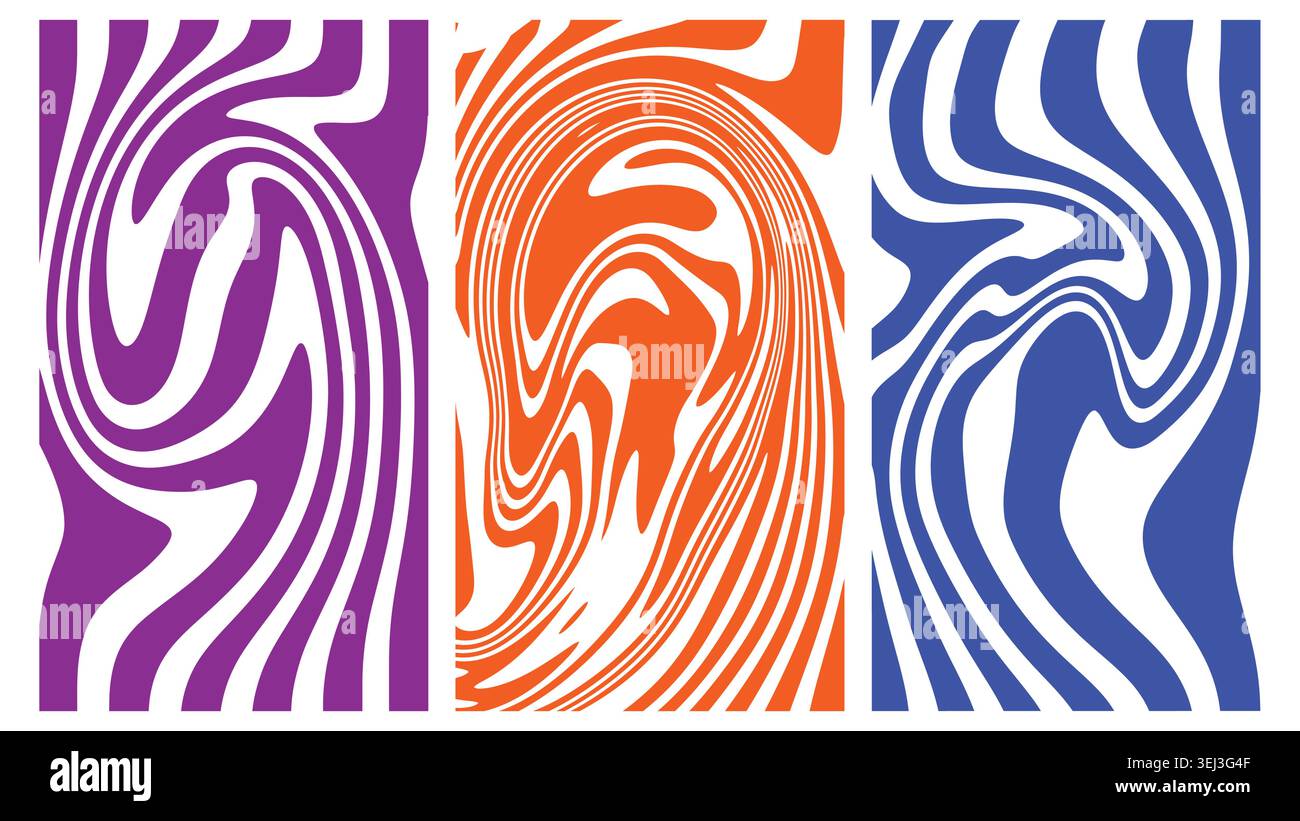 Abstract fluid wavy line vertical banner vector background set Stock Vector
