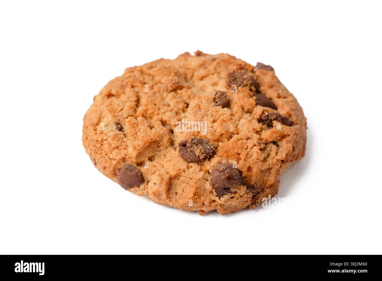 Single American Chocolate Chip Cookie Isolated on White Background Stock Photo