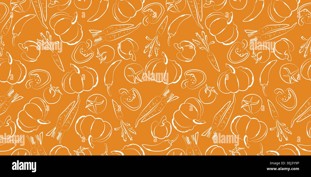 Doodle seamless pattern with vegetables. Stock Vector