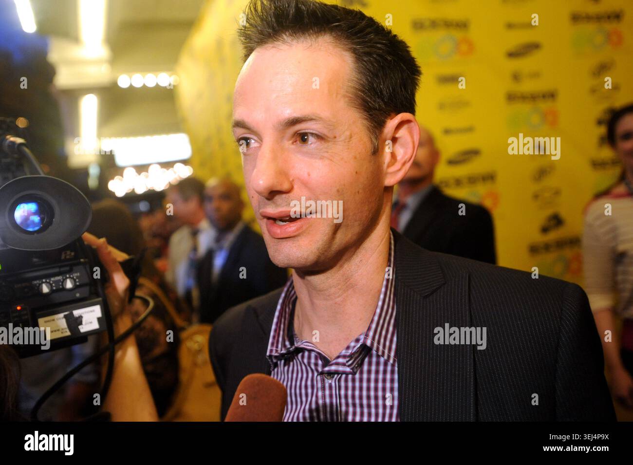 View of American screenwriter Ben Ripley interviewed, before the ...