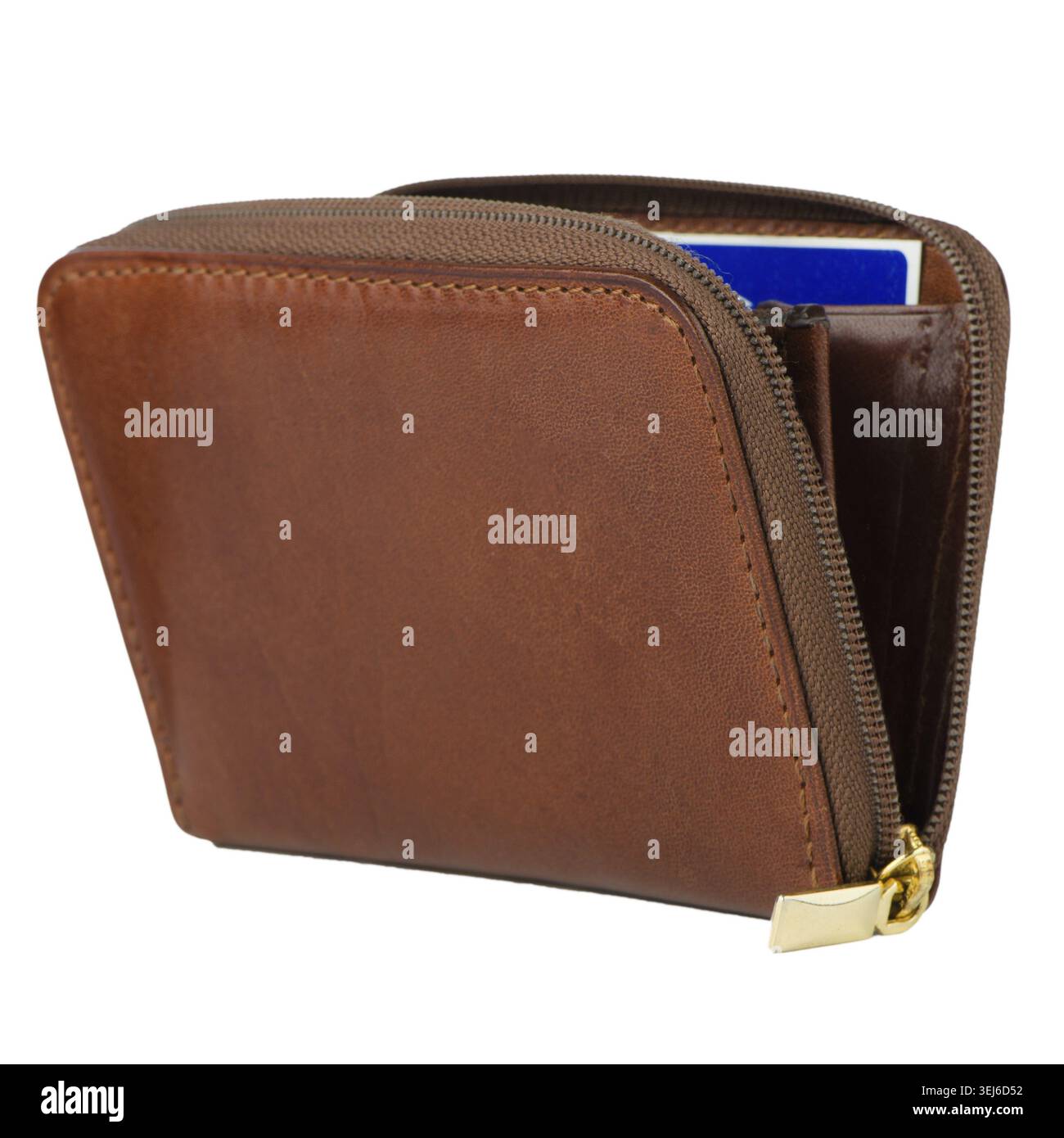 Brown leather wallet isolated over white background Stock Photo