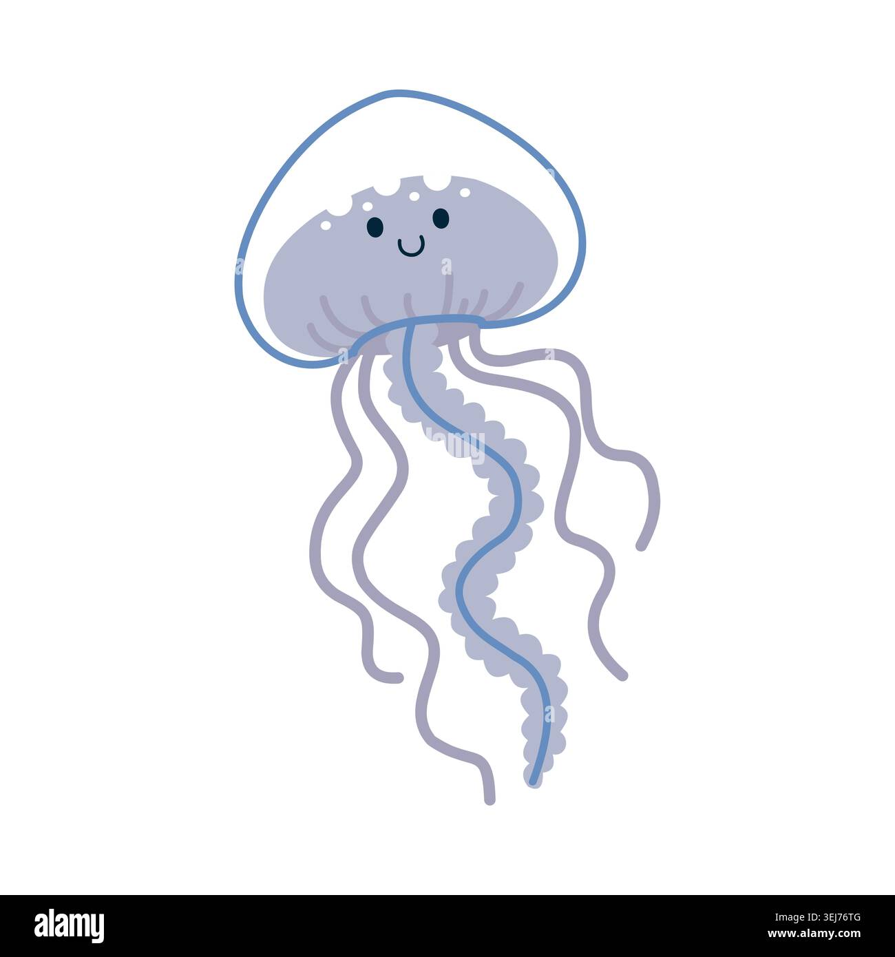 Cute Jellyfish Cartoon Character Isolated Vector Stock Vector