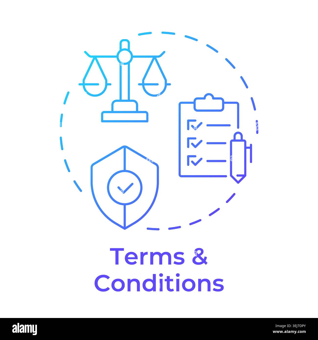 Terms and conditions blue gradient concept icon Stock Vector