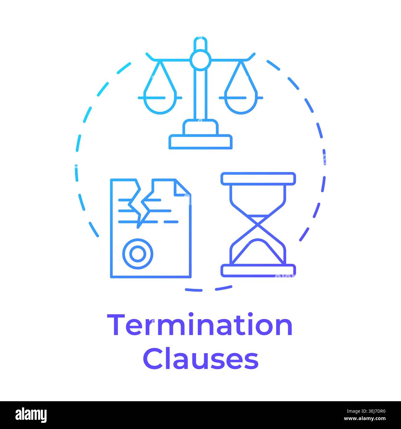 Termination clauses blue gradient concept icon Stock Vector