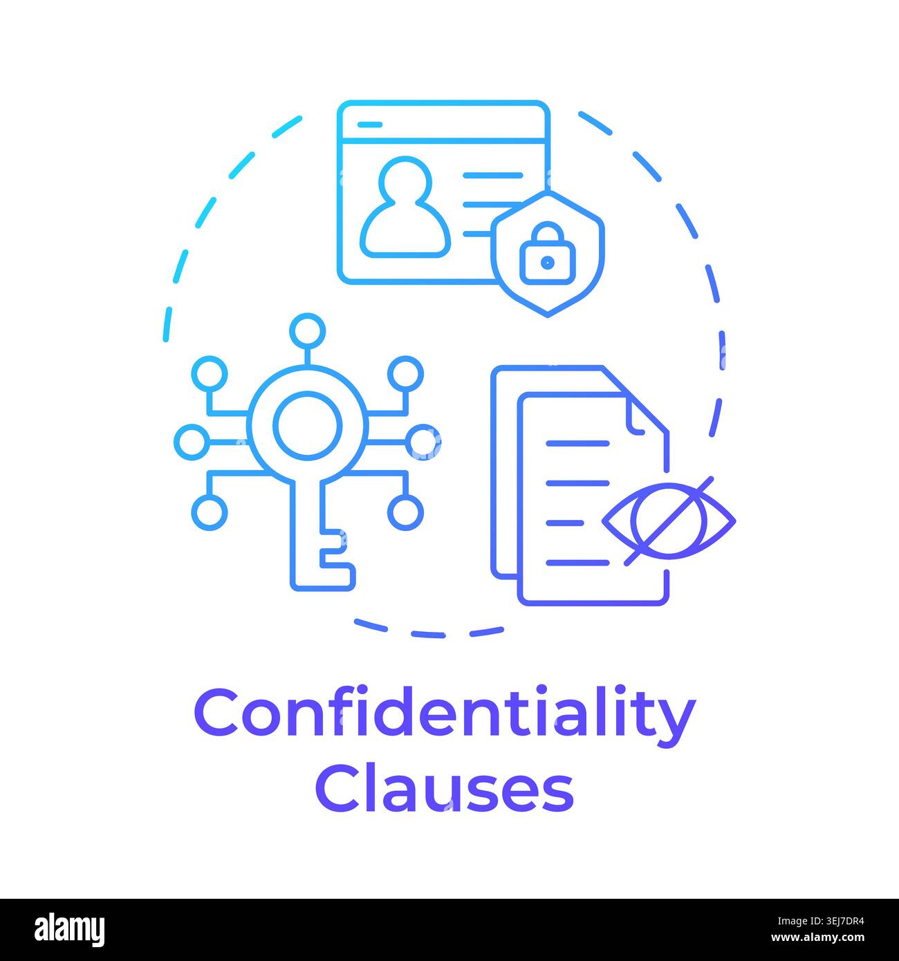 Confidentiality clauses blue gradient concept icon Stock Vector