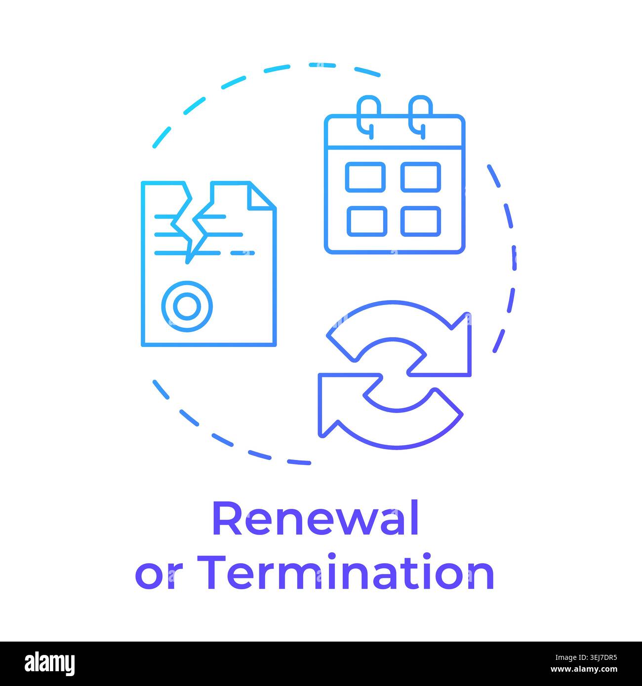 Renewal and termination blue gradient concept icon Stock Vector