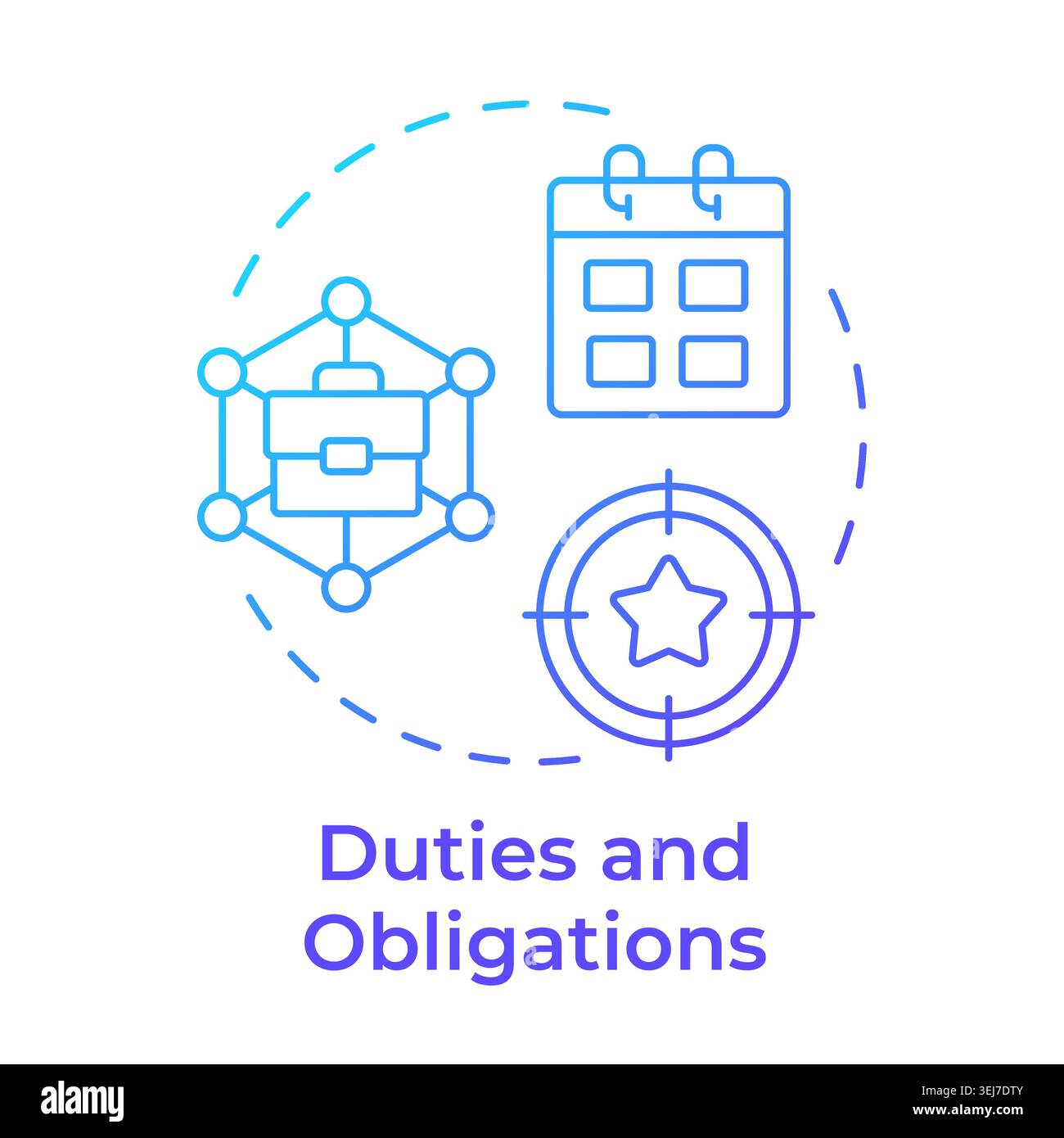 Duties and obligations blue gradient concept icon Stock Vector