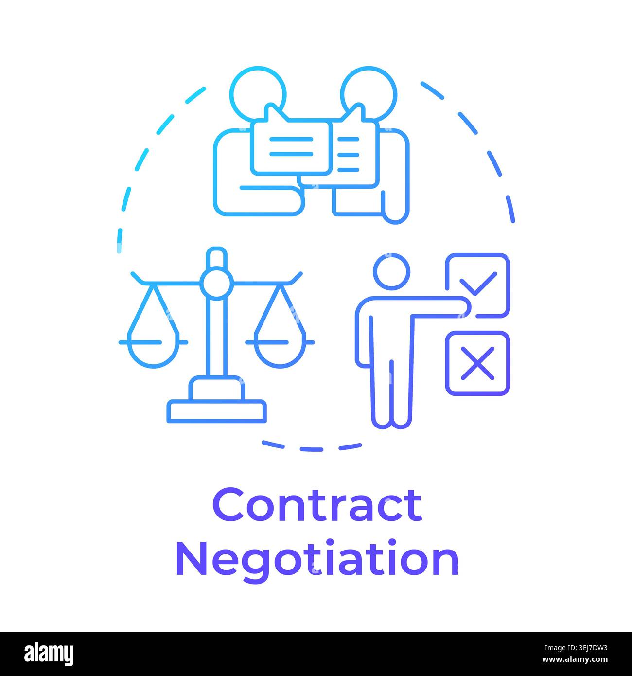 Contract negotiation blue gradient concept icon Stock Vector