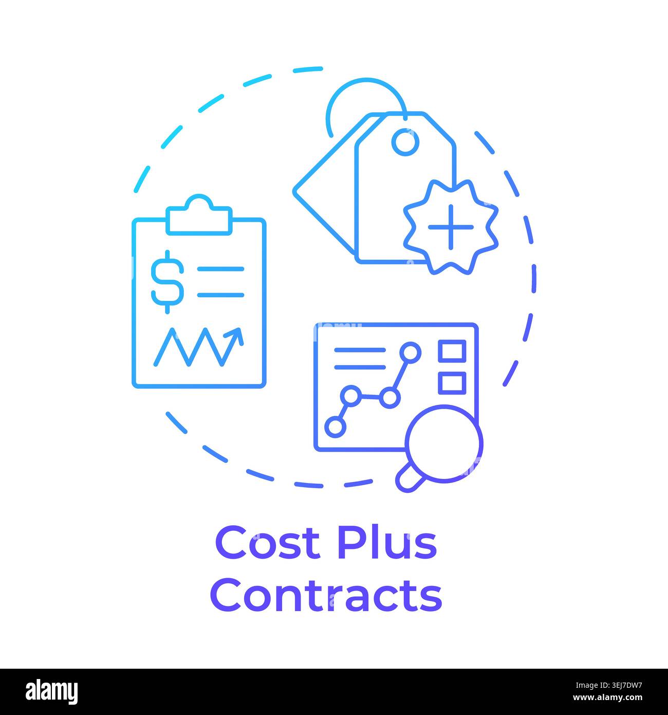 Cost plus contracts blue gradient concept icon Stock Vector
