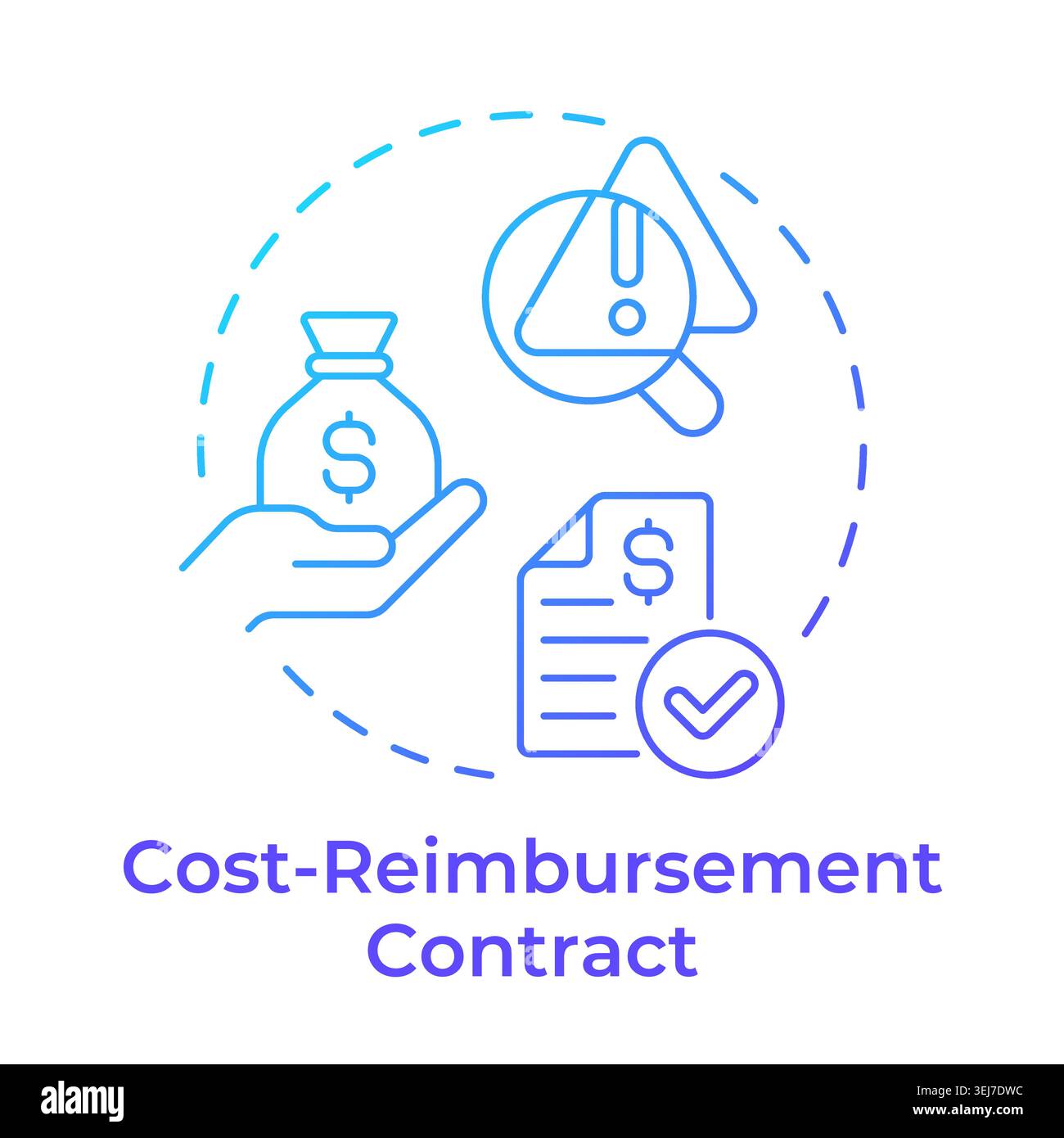 Cost reimbursement contract blue gradient concept icon Stock Vector