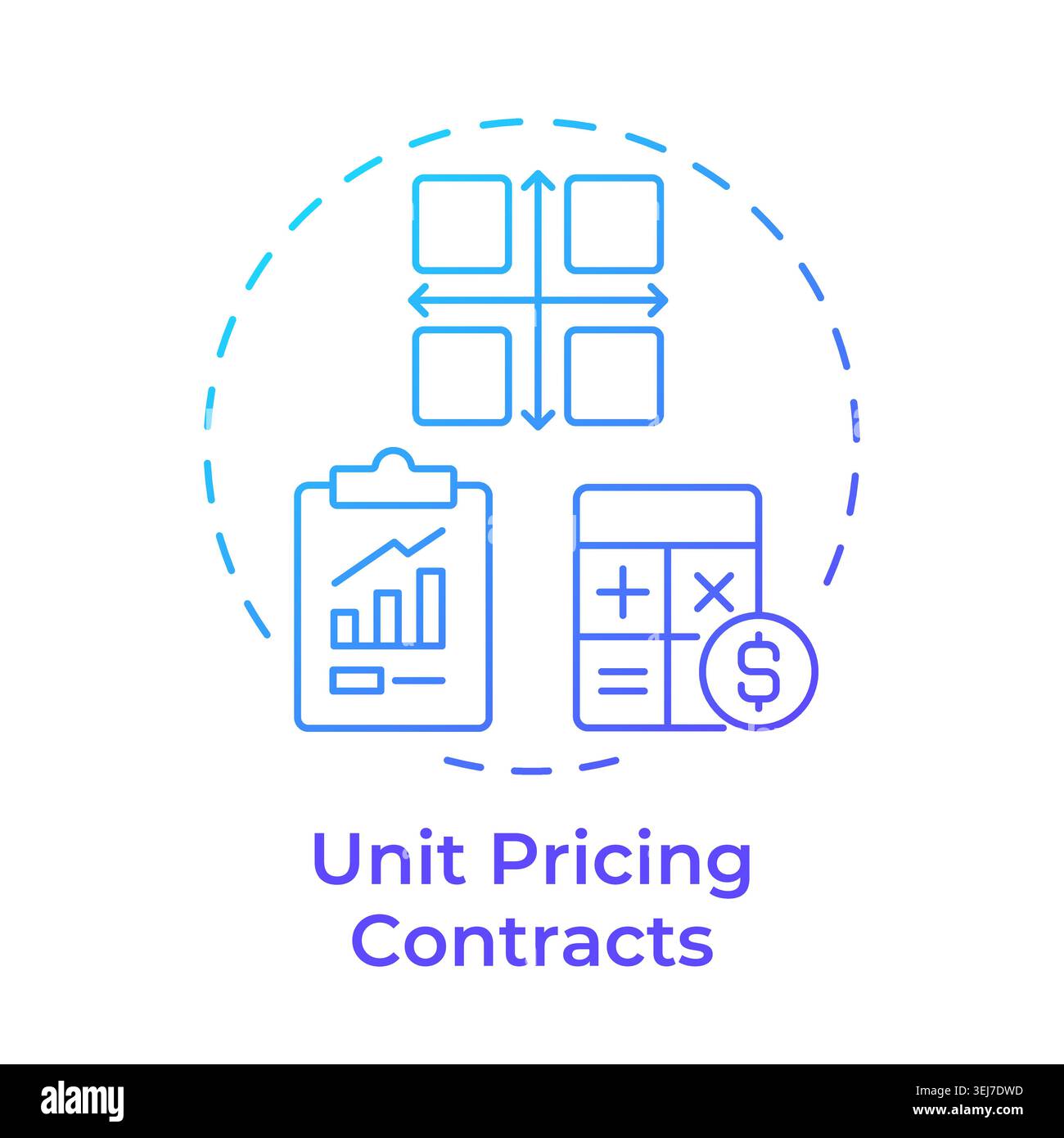 Unit pricing contracts blue gradient concept icon Stock Vector