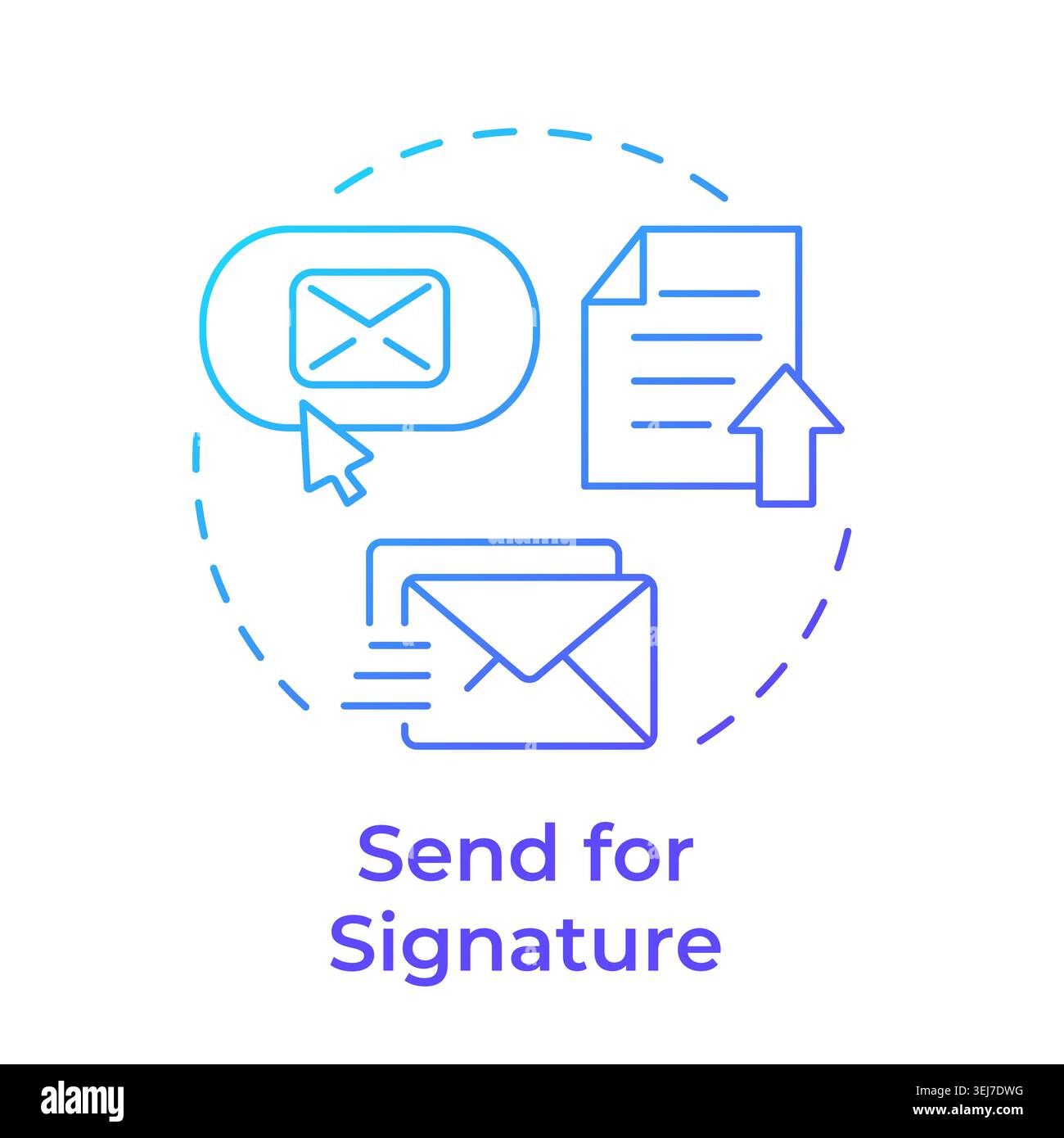 Send for signature blue gradient concept icon Stock Vector