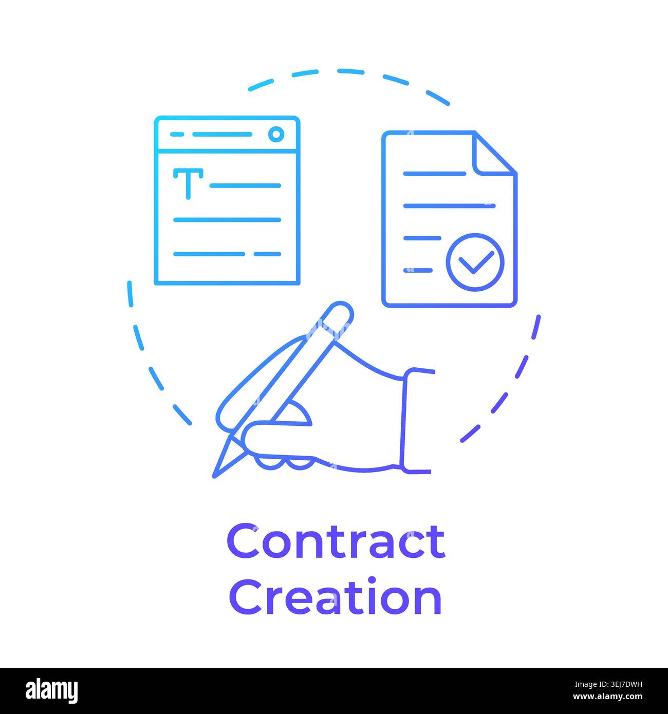 Contract creation blue gradient concept icon Stock Vector